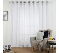 Voilage Transparent 135 x 250 cm Oeillet, Semi-Transparent Voile Drapes Modernes, Léger, Intérieurs pour Maison Salon Chambre Fenêtre, Blanc