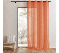 Voilage uni avec rayures ton sur ton Orange corail 145x260 cm