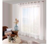 Enjoy Home Rideau voilage Cornely à œillets Blanc brodé 240x240 cm 100% polyester sablé