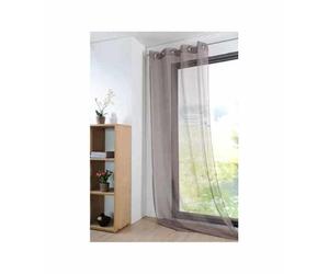 Voilage Uni léger - HOME MAISON - 135 x 260 cm - Taupe - Œillets ronds