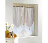 douceur d'intérieur, Paire de Voilages à passants (2 x 60 x 160 cm) Duo Blanc/Gris, Voile Bicolore