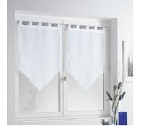 Voile à passants à pompons - DOUCEUR D'INTERIEUR - LISSEA - 45x90 cm - Blanc - Lot de 2