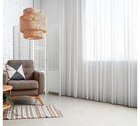 Voile blanc, rideaux semi-transparents avec galon fronceur et bande de plomb, aérés, modernes et durables pour toute fenêtre, magasin en ligne de rideaux et systèmes de rideaux (210 x 300 cm (HxL))