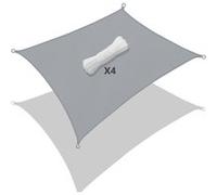Voile d'ombrage VOUNOT® rectangulaire, cordes de fixation incluses, imperméable, protection solaire, pour balcon, jardin ou terrasse, 3 x 4 m, gris