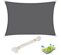 WOLTU Voile d'ombrage rectangulaire 2x4 m Imperméable Anti 93% UV résistant à l'eau Protection Contre Le Vent Polyester avec Protection UV pour Jardin terrasse Camping Gris
