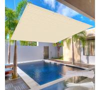 Voile d'ombrage 200 x 610 cm en Hdpe, Protection Solaire, Résistant Aéré et Respirant Bloque 98% Rayons UV, Filet de Protection Solaire avec Cordes pour Patio, Terrasse, Couleur Crème