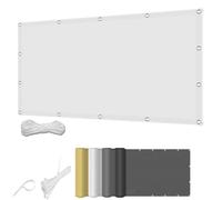 Voile d'ombrage 3x10m Rectangulaire Imperméable Voiles Ombrages Respirante UV Protection Brise Vue pour Balcon Filet Ombrages avec Oeillets et Cordons Blanc