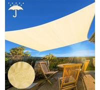 Voile d'ombrage 4x4m Carré, Beige Voile d'ombrage Imperméable Avec Œillets, 420D 95% Protection solaire Protection UV Pour Jardin Balcon Terrasse