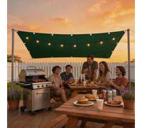 Voile d'ombrage 700 x 750 cm Protection UV, Anti-Déchirure, Coupe-Vent, Imperméable Voile Ombrage Rectangulaire, Tissu d'ombrage avec Cordes pour Terrasse Jardin Extérieur, Vert Foncé