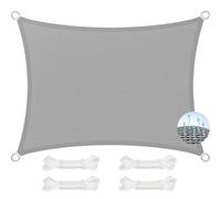 Voile d'ombrage Bord Droit 450 x 450 cm, Anti 98% UV Contre Le Vent Anti-Déchirure, Toile Voile Ombrage Toile Ombrage, pour Terrasse, Balcon, Jardin, Gris Clair