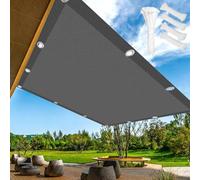 Voile d'Ombrage Carré 1.6x5m Polyester Anti-déchirure, Imperméable Toile Ombrage 200 g/m² 95% UV Protection, Terrasse, Jardin,Balcon, Rectangulaire, Cordes de 2 m,Gris foncé
