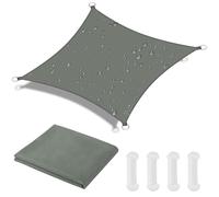 Voile d'ombrage carré - Gris - 3 x 3 m - Oxford 160 g/m² - Résistant à l'eau - Pour jardin et terrasse