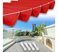 Voile d'ombrage Carrée 2.5 x 5.3 m Imperméable Anti-UV et Indéchirable, Protection Solaire, Coupe-Vent, Voile Rétractable Wave avec Œillets et Corde pour Terrasse Pergola, Rouge