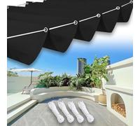 Voile d'ombrage Carrée 3 x 5 m Imperméable Anti-UV et Indéchirable, Protection Solaire, Coupe-Vent, Voile Rétractable Wave avec Œillets et Corde pour Terrasse Pergola, Noir