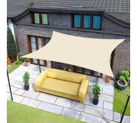Voile d'ombrage carrée, 4x4 mètres, imperméable, couleur kaki clair, protection UV 95%, polyester