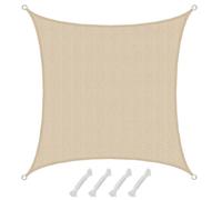 Voile d'ombrage carrée AMANKA 2x2m beige - Protection solaire UV 80% - Résistante à la déchirure et à l'usure