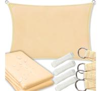 Voile d'ombrage de jardin beige, étanche, grande, marquise, couverture, 3x5 m