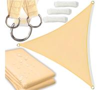 Voile d'ombrage de jardin, étanche, 7x5x5 m, beige, crème, triangle