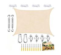 Voile D'ombrage D'extérieur, Voiles for Patio, Blocage UV, Rectangulaire, Étanche avec Kit De Fixation, for Pergola Jardin, Facile À Installer H(Beige,1.8x2m)