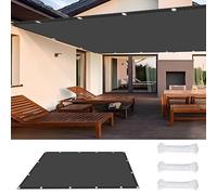 Voile d'ombrage Imperméab Rectangulaire Patio 2.4 x 4 m UV Protection Filet d'ombrage Polyester pour Balcon Pelouse, Gris Foncé