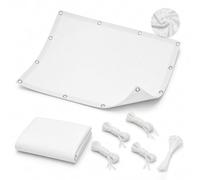 Voile d'Ombrage Imperméable 98% Protection UV Blanc 0.85x5.5M Robuste Rectangulaire Auvent avec Œillets et Cordes pour Terrasse Jardin Piscine Fête