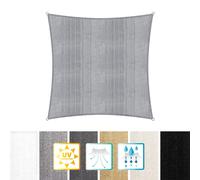 Lumaland voile pare-soleil 100% HDPE avec stabilisateur pour protection UV, carré 4 x 4 mètres gris clair