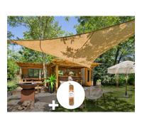Voile d'ombrage naturelle jute triangulaire 3 m + 1 corde fibre de coco 12 m - j
