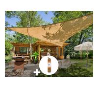 Voile D'ombrage Naturelle Jute Triangulaire 3 M + 1 Corde Fibre De Coco 12 M - Jardiline Multicolore