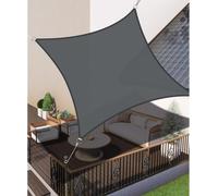 Voile d'ombrage pas cher Imperméable 2x2m Gris Carré PES Polyester Parasol Balcon Terrasse 95% Protection UV pour balcon jardin