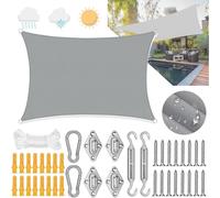 Voile d'ombrage Premium 3x4m Rectangulaire Imperméable à l'eau avec oeillets Protection UV Toile avec kit de fixation pour voile d'ombrage pour jardin terrasse camping