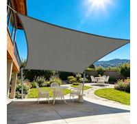 Voile d'ombrage Rectangulaire 2.7 x 4.6 m Protection UV 95% Résistante & Respirante Toile Ombrage Extérieur avec Cordes pour Patio Jardin Terrasse Extérieur avec Corde, Gris