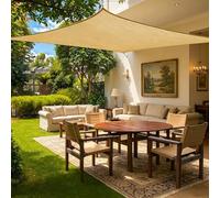 Voile d'ombrage Rectangulaire 3.2 x 4 m Protection UV 95% Résistante & Respirante Toile Ombrage Extérieur avec Cordes pour Patio Jardin Terrasse Extérieur avec Corde, Couleur Crème