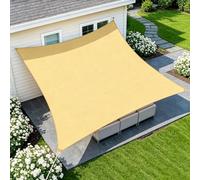 Voile d'ombrage Rectangulaire 370 x 460 cm Polyéthylène Haute Densité Toile Ombrage Extérieur avec Cordes pour Patio Jardin Terrasse Extérieur avec Corde, Couleur Crème