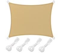 Voile d'ombrage Rectangulaire 370 x 460 cm Polyéthylène Haute Densité Toile Ombrage HDPE Respirant (185G ㎡) avec Cordes pour Camping Piscine Balcon Camping Pergola, Couleur Crème