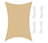 Voile d'ombrage Rectangulaire 370 x 460 cm Protection UV 95% Résistante & Respirante Toile Ombrage Extérieur avec Cordes pour Patio Jardin Terrasse Extérieur avec Corde, Couleur Crème