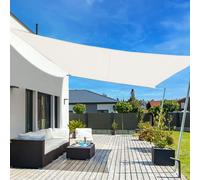 Voile d'ombrage rectangulaire, 3x4 mètres, imperméable, couleur crème, en polyester PES (95%), protection UV pour usage extérieur