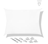 Voile d'ombrage rectangulaire - 400x300 cm - blanc | kit inox inclus