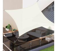 Voile d'ombrage rectangulaire, 5x5 mètres, couleur crème, imperméable, protection UV 95%, en polyester (PES)