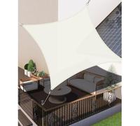 Voile d'ombrage rectangulaire, dimensions 2x2 mètres, imperméable, couleur crème, en polyester PES (95%), protection UV