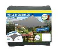 TERRE JARDIN Voile d'ombrage rectangulaire Extensible - Unité - Anthracite