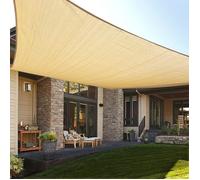 Voile d'ombrage rectangulaire - GRANDSALEY - 12' x 16' - Sans couture - PEHD anti-UV - Anneaux D inox & cordes