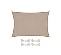 Voile d'ombrage rectangulaire imperméable et anti-UV - 2 x 3 m - Taupe -