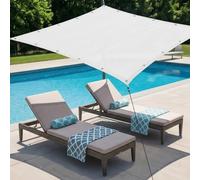 Voile d'ombrage Rectangulaire Respirant 135 x 560 cm Tissu HDPE Respirant Voile d'ombrage Rectangulaire HDPE sans Accumulation D’Eau pour Patio, Courtyard et Piscine, Blanc