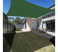 Voile d'ombrage rectangulaire vert foncé, imperméable, 4 x 6 m, avec cordes, voile d'ombrage pour balcon, protection UV à 98 %, pour le jardin, la terrasse et le camping.