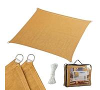 Voile d'ombrage Relaxdays, 2 x 2 m, HDPE, Respirante, pour Jardin et Balcon, avec Cordes de Tension, carrée, Sable