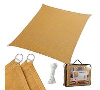 Voile d'ombrage Relaxdays, 2x3 m, HDPE Respirant, pour Jardin & Balcon, rectangulaire, avec Cordes de Tension, Sable