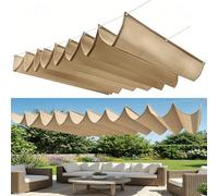 Voile d'ombrage Rétractable 100 x 800 cm Store Ondulé sur Mesure Imperméable, de Protection UV, Protection Solaire Toile Ombrage Imperméable pour Extérieur Jardin, Kaki