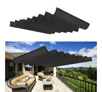 Voile d'ombrage Rétractable 3 x 5 m Protection UV, Résistant Aux Intempéries, Imperméable avec Œillets Voile d'ombrage de Vague pour Balcons Terrasse Pergola, Noir