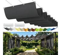 Voile d'ombrage Rétractable 370 x 460 cm Imperméable Multi Couleur Taille UV Protection Solaire, Résistant à La Déchirure Pergola Toile Rétractable pour Patio Terrasse Extérieur, Gris Foncé
