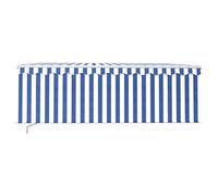 Voile d'ombrage rétractable 4 x 3 m, bleu et blanc